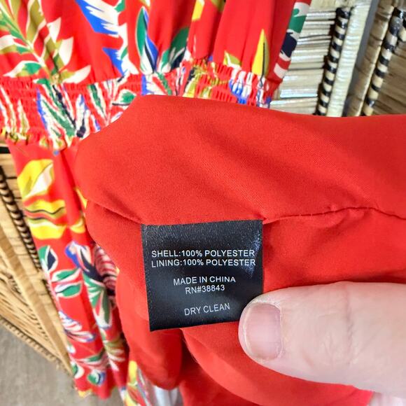 Sam Edelman Tropical Floral Sleeveless Dress Red Multicolor 10 resort vacation - Picture 6 of 8